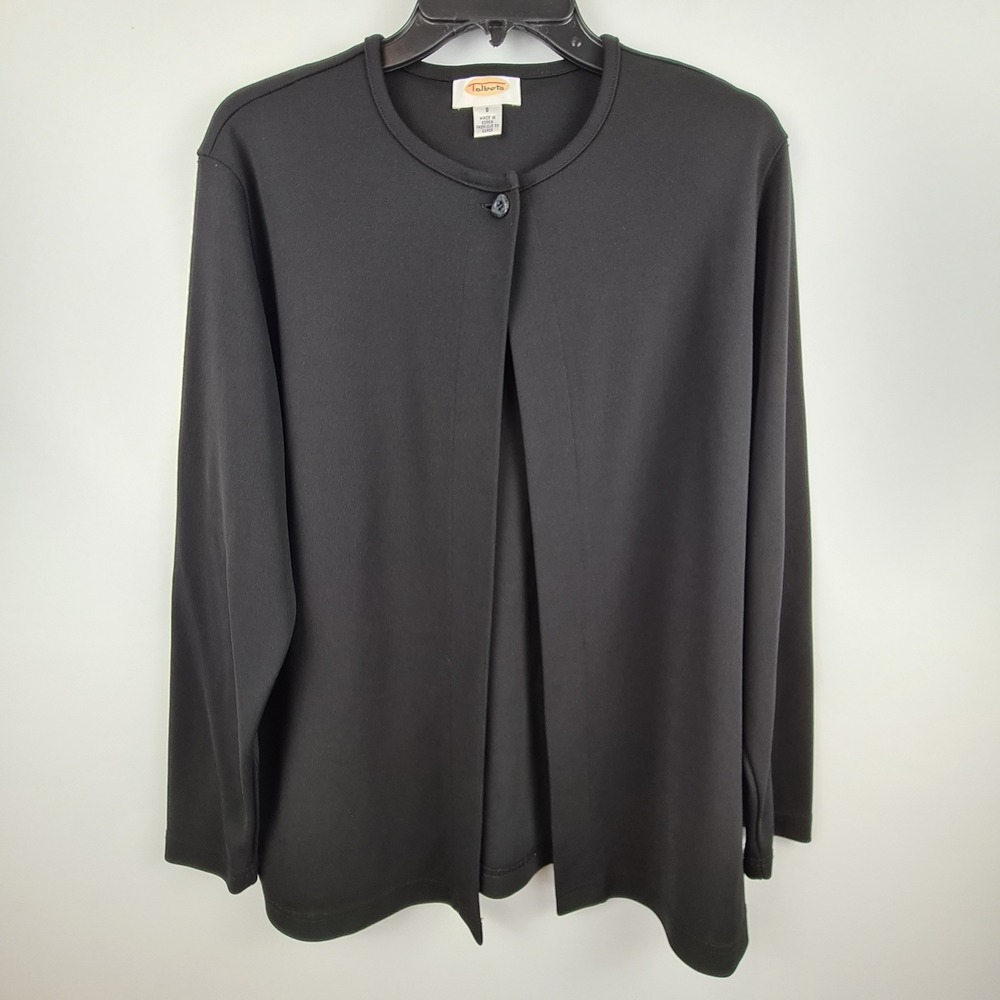 Talbots Womens Small Black Single Button Open Front Cardigan Long Sleeve Knit